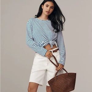 NWT Daily Practice by Anthropologie Cotton Long-Sleeve Striped Tee